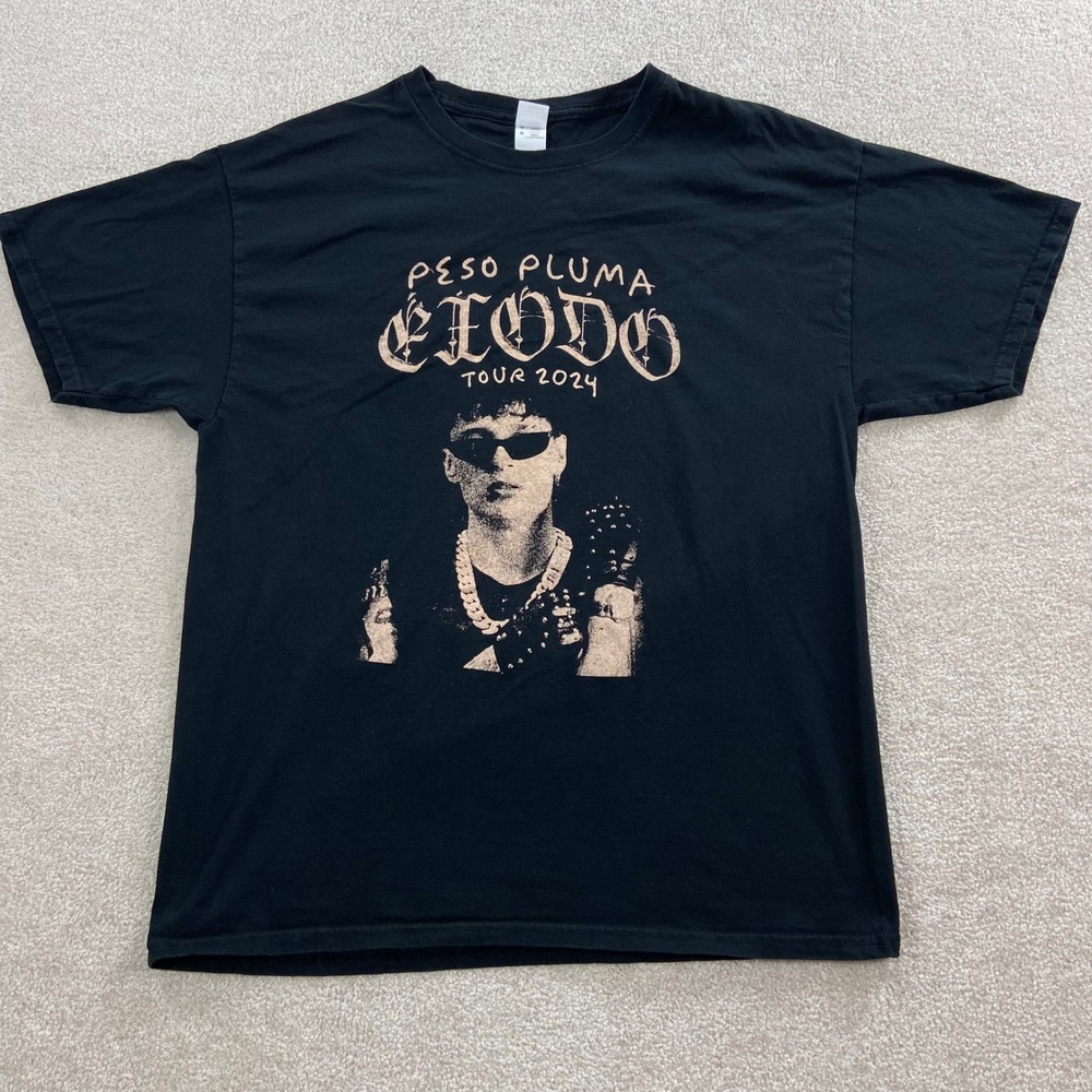Peso Pluma Exodo Tour 2024 Mens Large Black Graphic T-Shirt